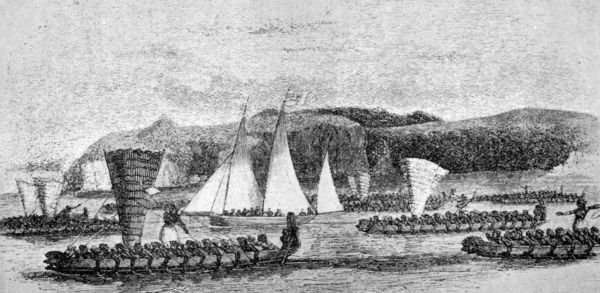 Maori War Expedition (With Mission boat accompanying it.)